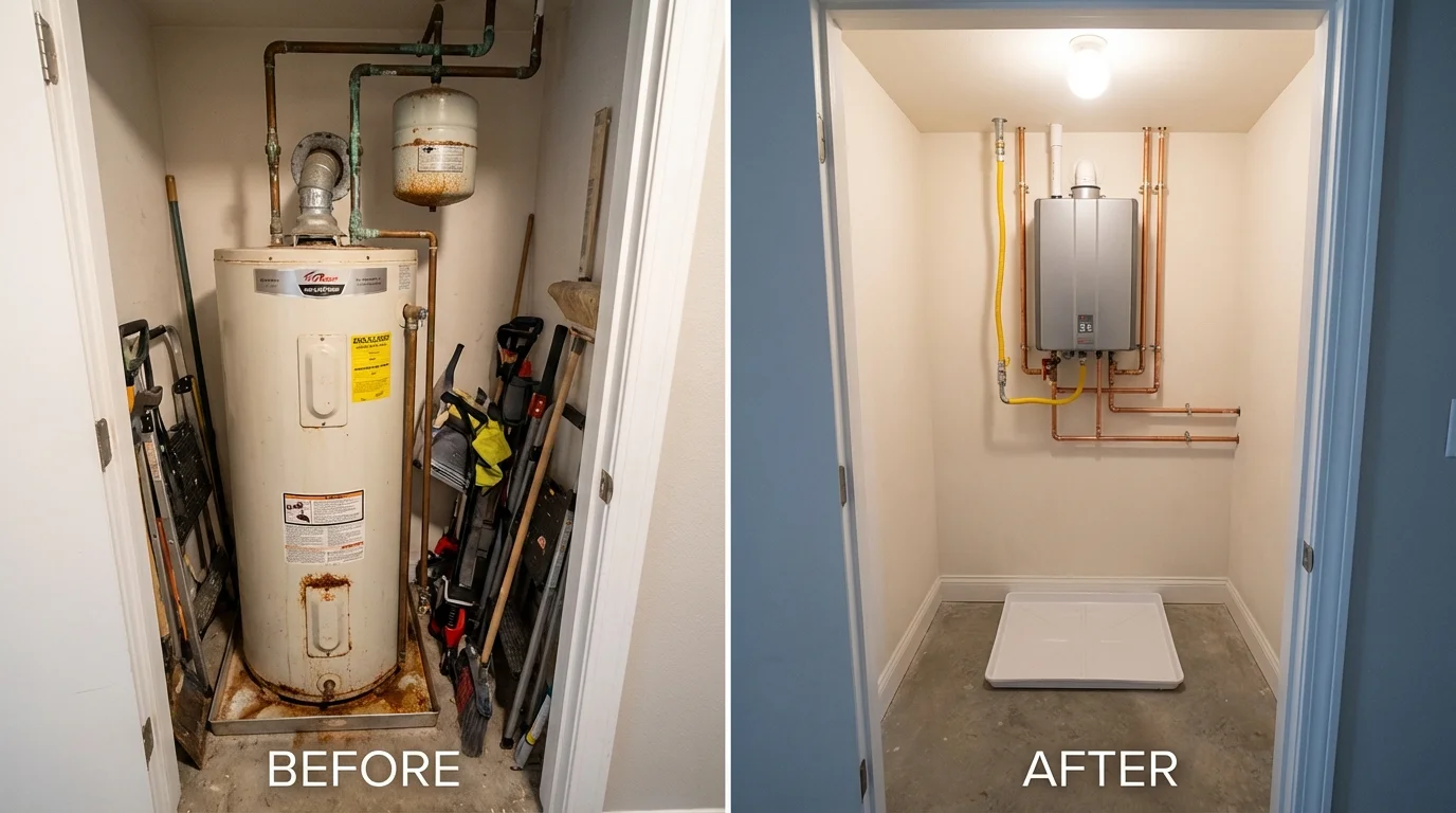 Tank water heater versus wall-mounted tankless unit comparison for De Smet, SD homeowners